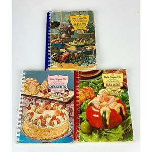 Beta Sigma Phi International Cookbooks Lot of 3 1968 1970 Salads Meats Desserts